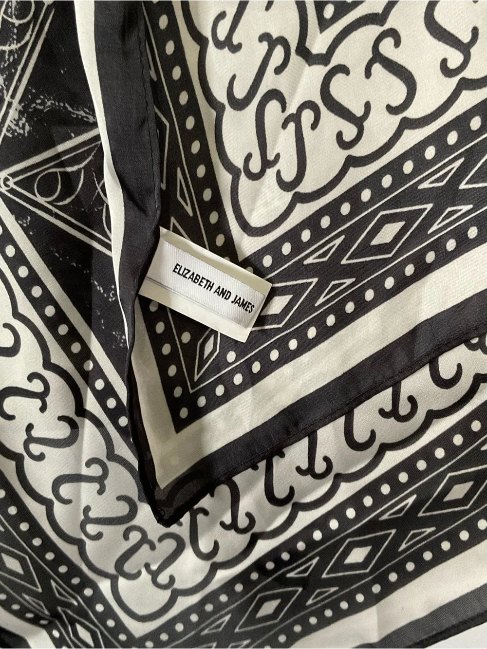 Elizabeth and James Black and White Geometric Bandana Scarf